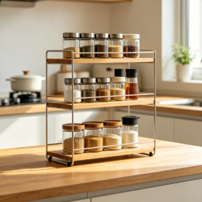 Multi-layer kitchen spice rack countertop shelf