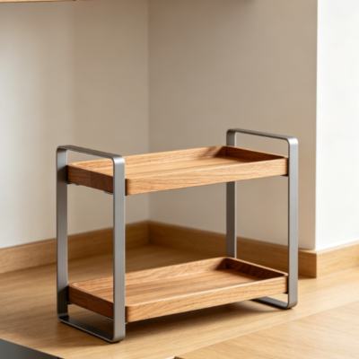 Nordic style kitchen seasoning rack, double-layer storage rack