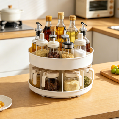 Household rotating kitchen spice rack